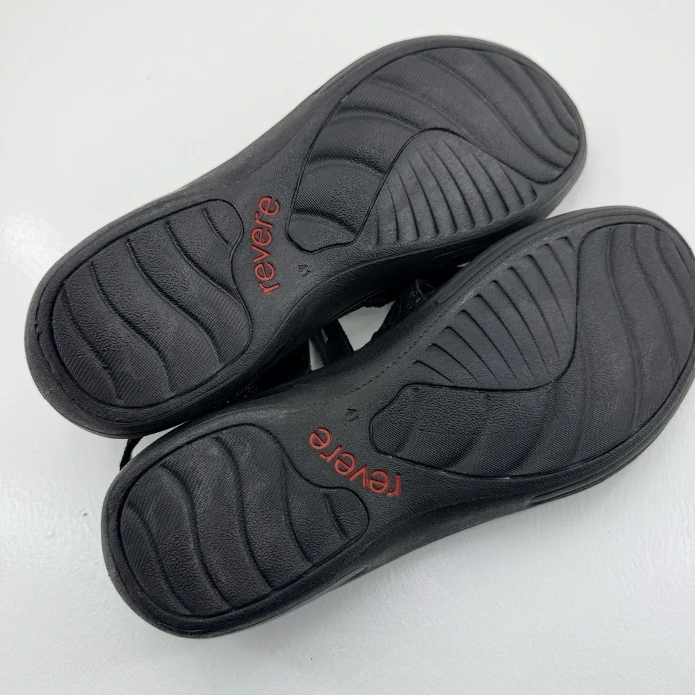 Revere Emerald Miami Women's US Size 10 Black Leather Arch Support Strap Sandals